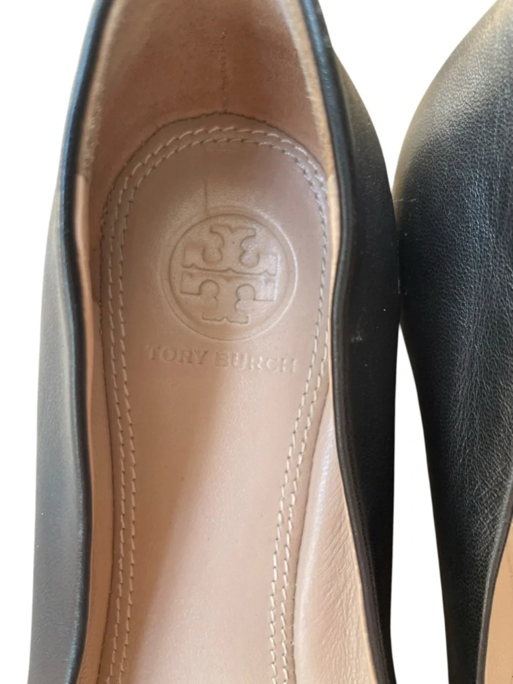 Tory Burch Chelsea Black Cap-Toe Leather & Patent Ballet Flat Women's Sz 6.5